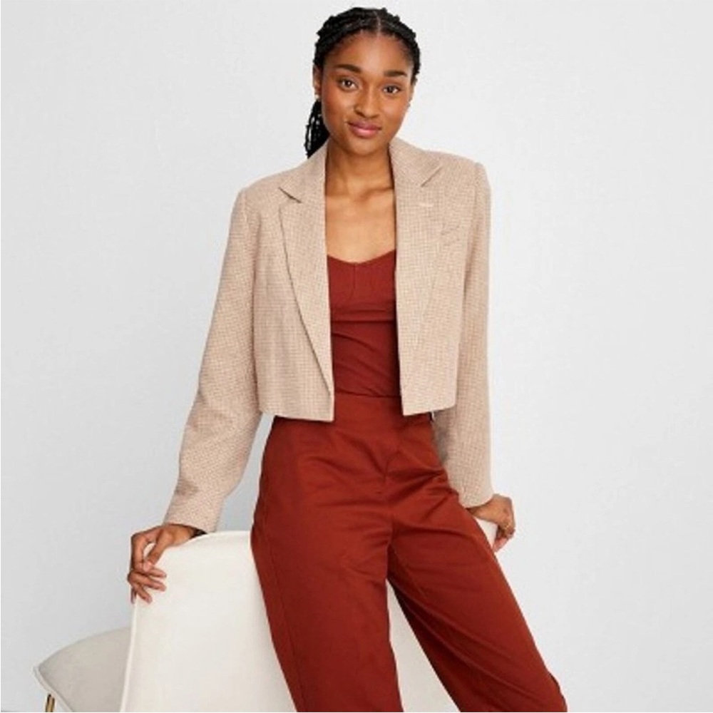 Future Collective Plaid Cropped Blazer